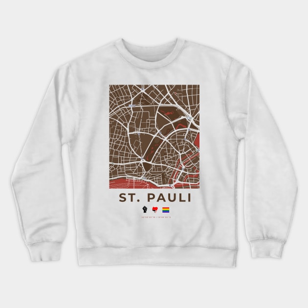 St. Pauli - Hamburg - Street Map Crewneck Sweatshirt by guayguay